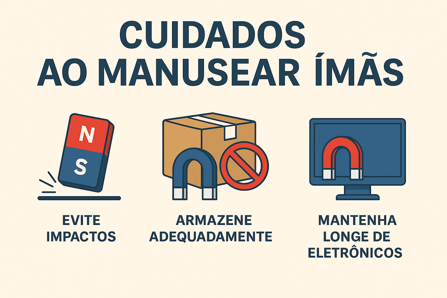 principais cuidados ao manusear imãs